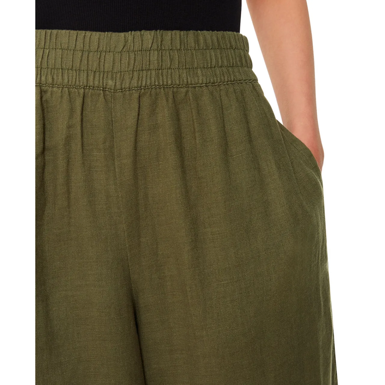 Linen Wide Leg Cropped Trousers Women Trousers & Shorts
