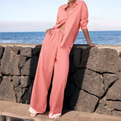 Sale Linen Wide Leg Trousers Women Trousers & Shorts