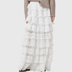 Online Lizi Lace Ruffle Skirt Women Skirts
