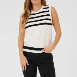 Hot Lizza Striped Knitted Sweater Vest Women Sweaters & Cardigans