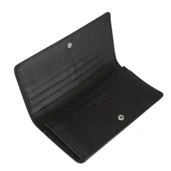 Clearance Logo Grained Leather Flap Wallet Women Wallets