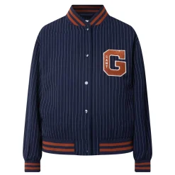 Logo Pinstripe Bomber Jacket Women Coats & Jackets