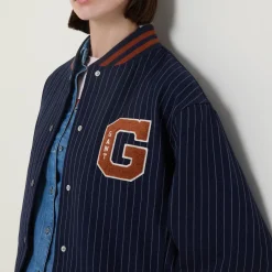 Logo Pinstripe Bomber Jacket Women Coats & Jackets