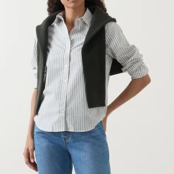 Outlet Logo Striped Shirt Women Tops