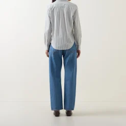 Outlet Logo Striped Shirt Women Tops