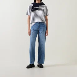 Hot Logo Striped T-Shirt Women Tops