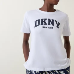 Sale Logo T-Shirt & Abstract Print Bottoms Pyjama Set Women Sleepwear