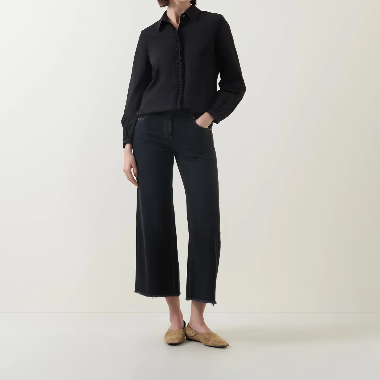 Online Logo Wide Leg Jeans Women Denim