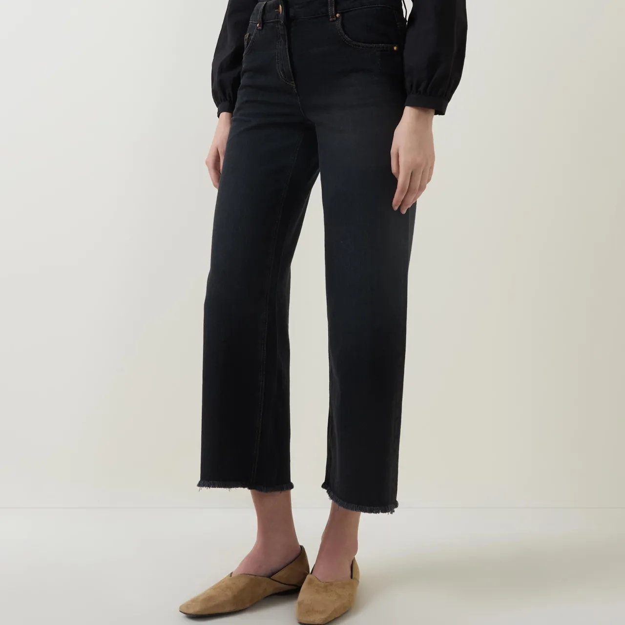 Online Logo Wide Leg Jeans Women Denim