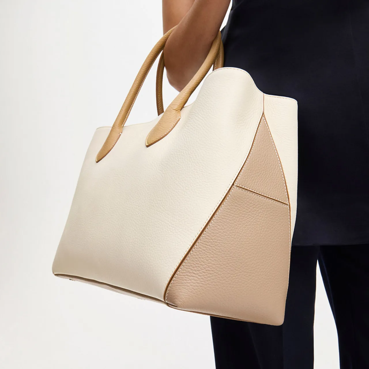New London Grained Leather Tote Bag Women Top Handle Bags|Tote Bags