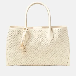 New London Woven Leather Tote Bag Women Top Handle Bags|Tote Bags