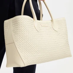 New London Woven Leather Tote Bag Women Top Handle Bags|Tote Bags