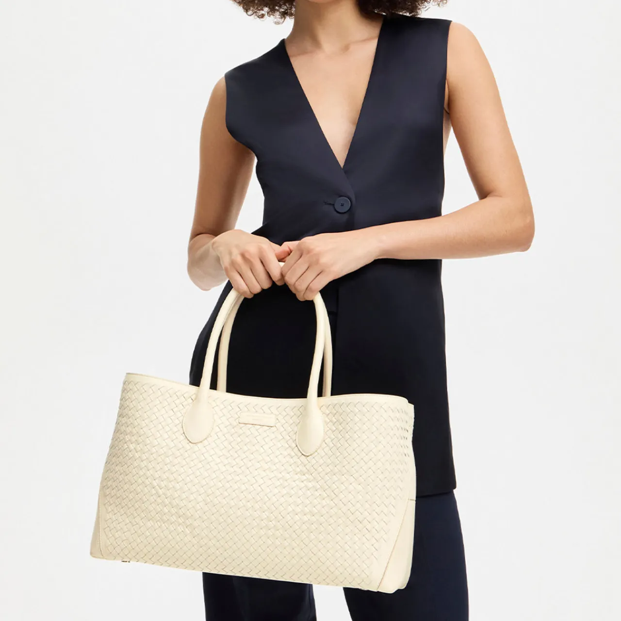 New London Woven Leather Tote Bag Women Top Handle Bags|Tote Bags