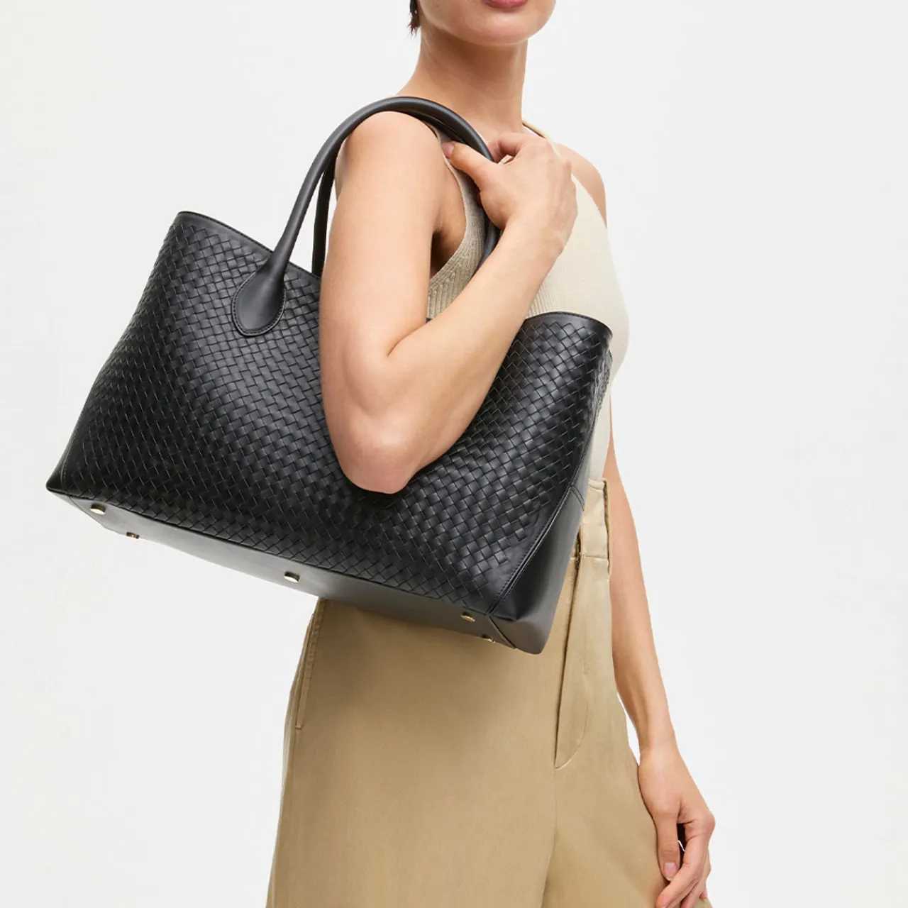 Clearance London Woven Leather Tote Bag Women Top Handle Bags|Tote Bags
