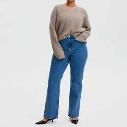Discount Lucie High-Rise Straight Leg Jeans Women Denim