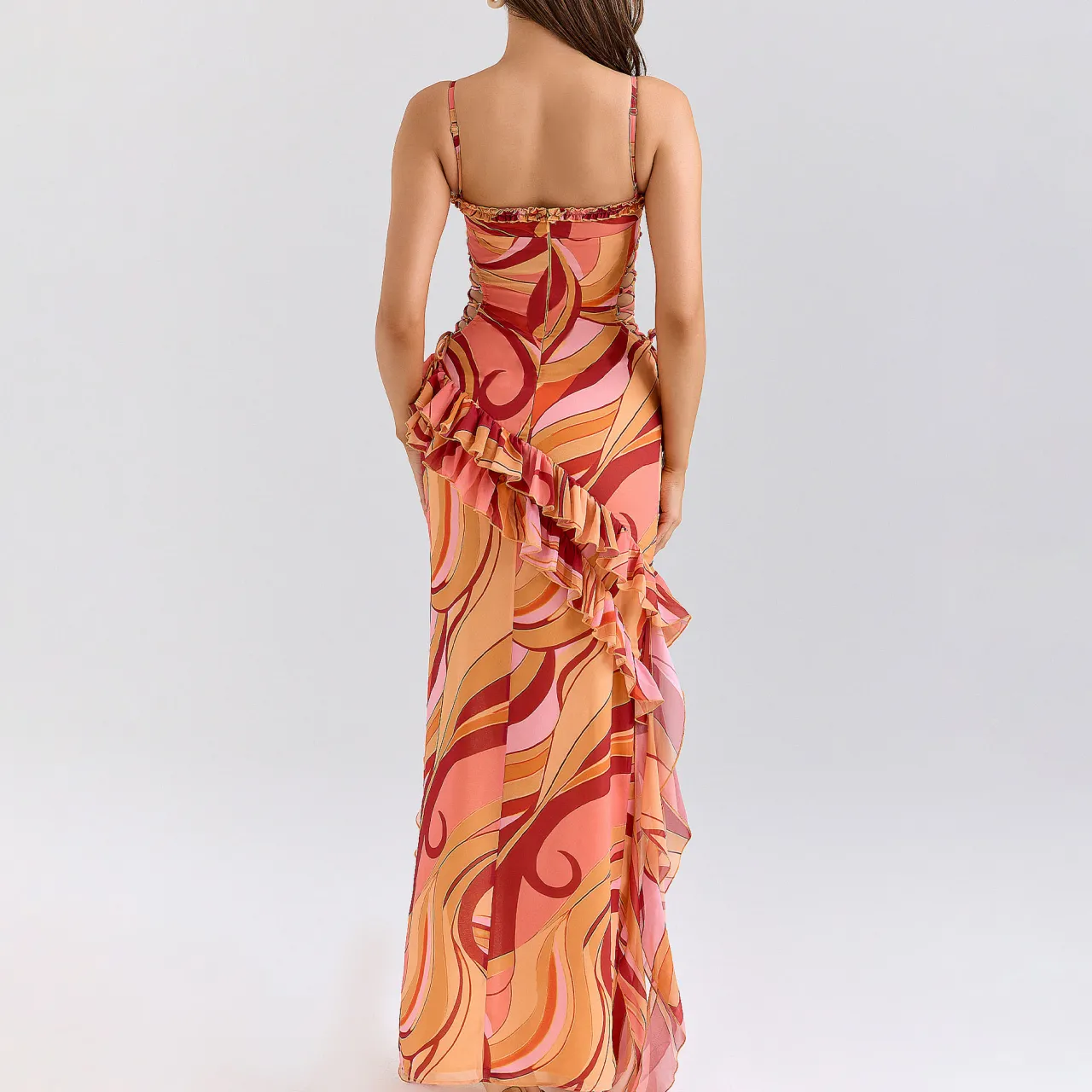 Discount Lumira Swirl Ruffle Cut Out Dress Women Dresses