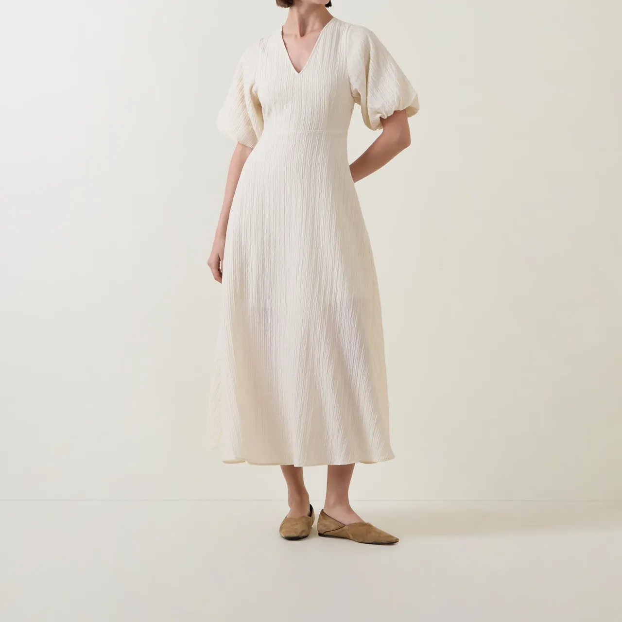 Best Maddie Puff-Sleeve Flared Dress Women Dresses