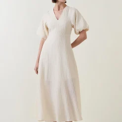 Best Maddie Puff-Sleeve Flared Dress Women Dresses