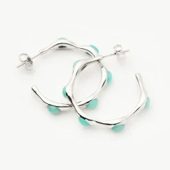 Online Magma Gemstone Medium Hoops Women Earrings