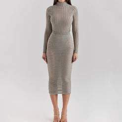 Sale Margo Velour Sheer Striped Skirt Women Skirts