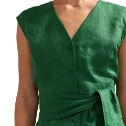 Hot Mariana Tie Detail Linen Top Women Tops