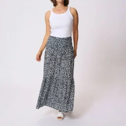 Best Maxi Printed Smocked Skirt Women Skirts
