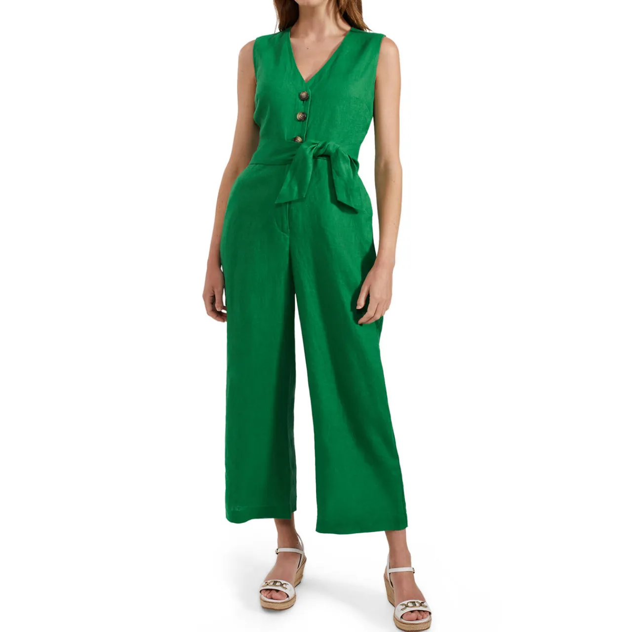Clearance Melodie Belted Linen Jumpsuit Women Jumpsuits