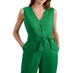 Clearance Melodie Belted Linen Jumpsuit Women Jumpsuits