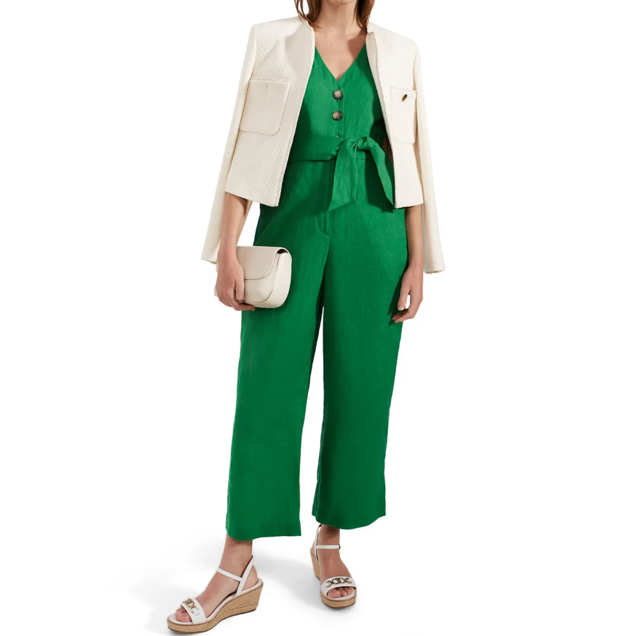 Clearance Melodie Belted Linen Jumpsuit Women Jumpsuits