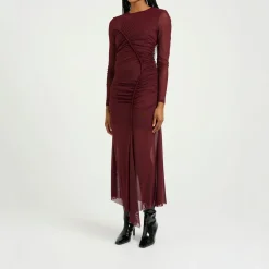 Sale Messigz Ruched Mesh Fitted Dress Women Dresses