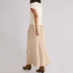 Online Metallic Bias-Cut Skirt Women Skirts