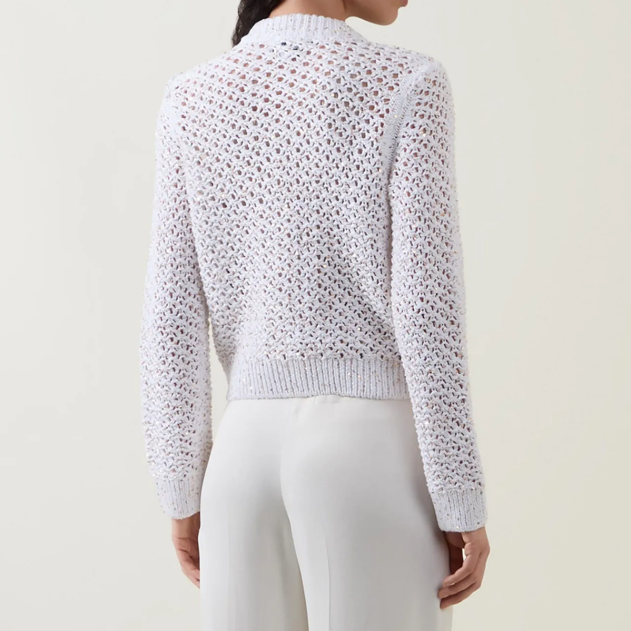 Outlet Metallic Fleck Open-Knit Cardigan Women Coats & Jackets