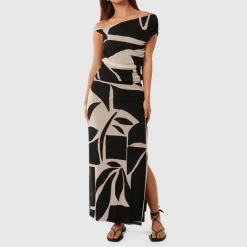Hot Mia Mesh Abstract Print Skirt Women Denim