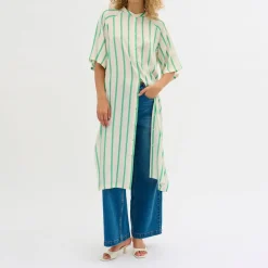 New Mia Striped Shirt Dress Women Dresses