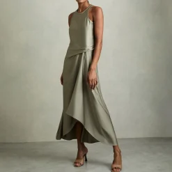 Clearance Micah Draped Tuck Flared Dress Women Dresses