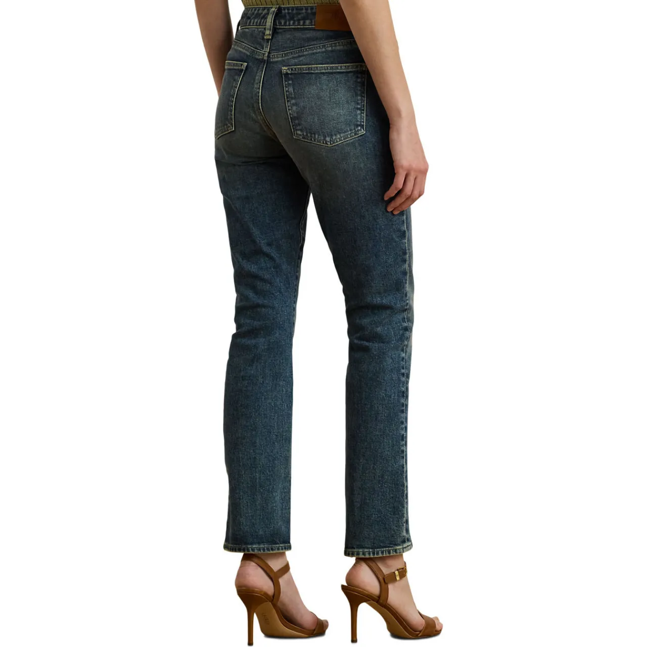 Hot Mid-Rise Ankle Length Straight Leg Jeans Women Denim