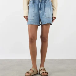 Mid-Rise Straight Denim Shorts Women Denim|Trousers & Shorts