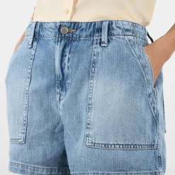Mid-Rise Straight Denim Shorts Women Denim|Trousers & Shorts