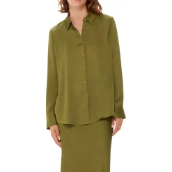 Hot Molly Textured Satin Shirt Women Tops
