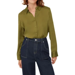 Hot Molly Textured Satin Shirt Women Tops