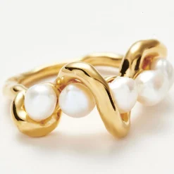 Best Molten Pearl Twisted Stack Ring Women Rings