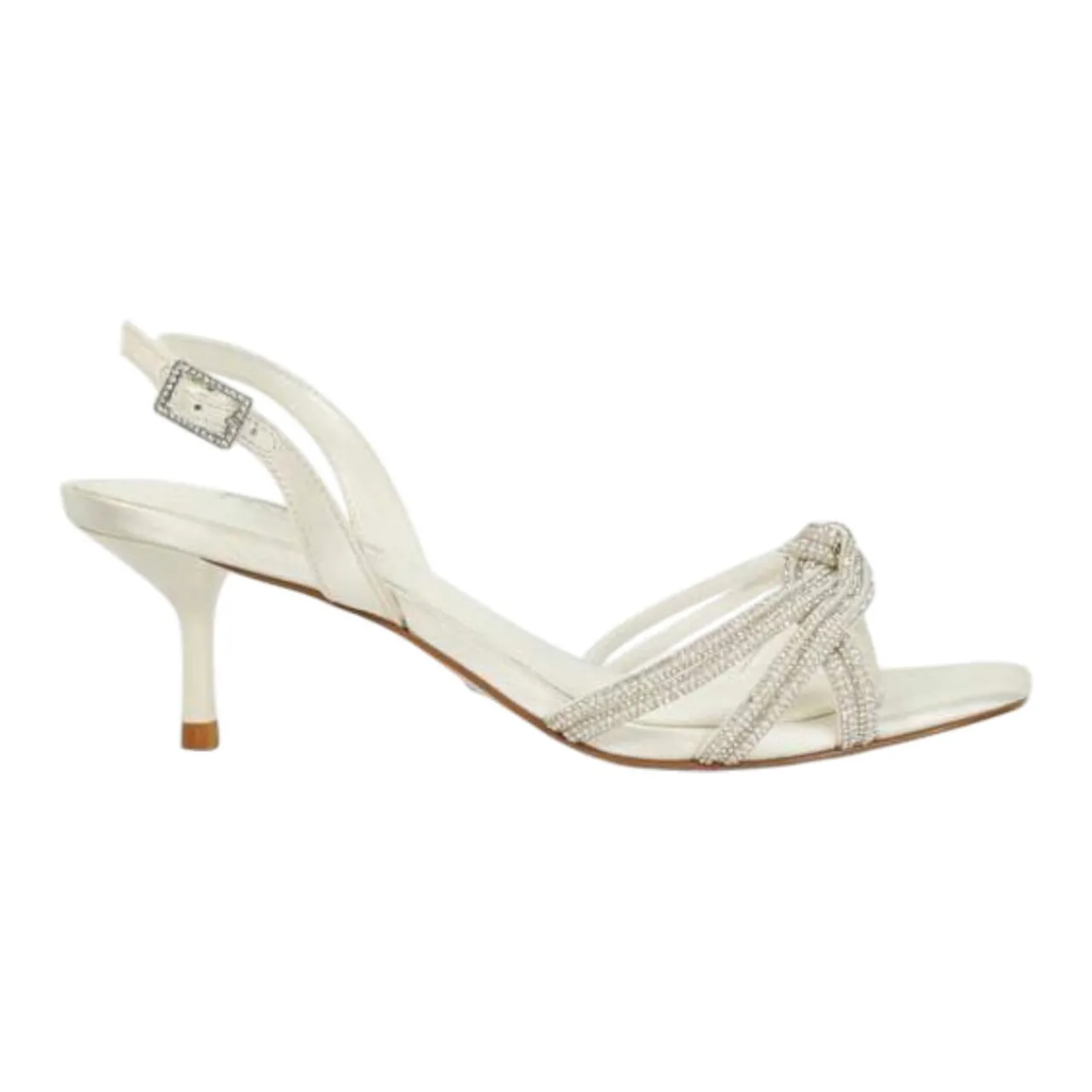 Moments Satin Low Stiletto Heel Sandals Women Heels