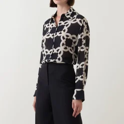 Hot Monogram Logo Printed Blouse Women Tops