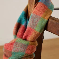 Outlet Multi-Colour Check Lambswool Scarf Women Scarves