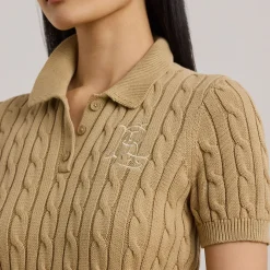 Hot Natrissa Cable Knit Polo Shirt Women Tops