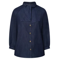 Sale Neck-Tie Denim Blouse Women Tops