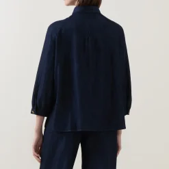 Sale Neck-Tie Denim Blouse Women Tops