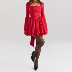 Nina Bow Mini Dress Women Dresses