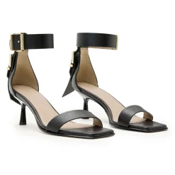 Best Noir Buckle Heeled Sandals Women Heels