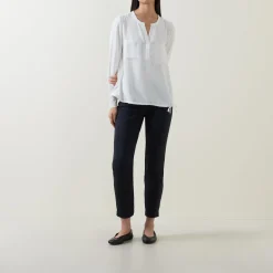 Best Notched Drawstring Blouse Women Tops